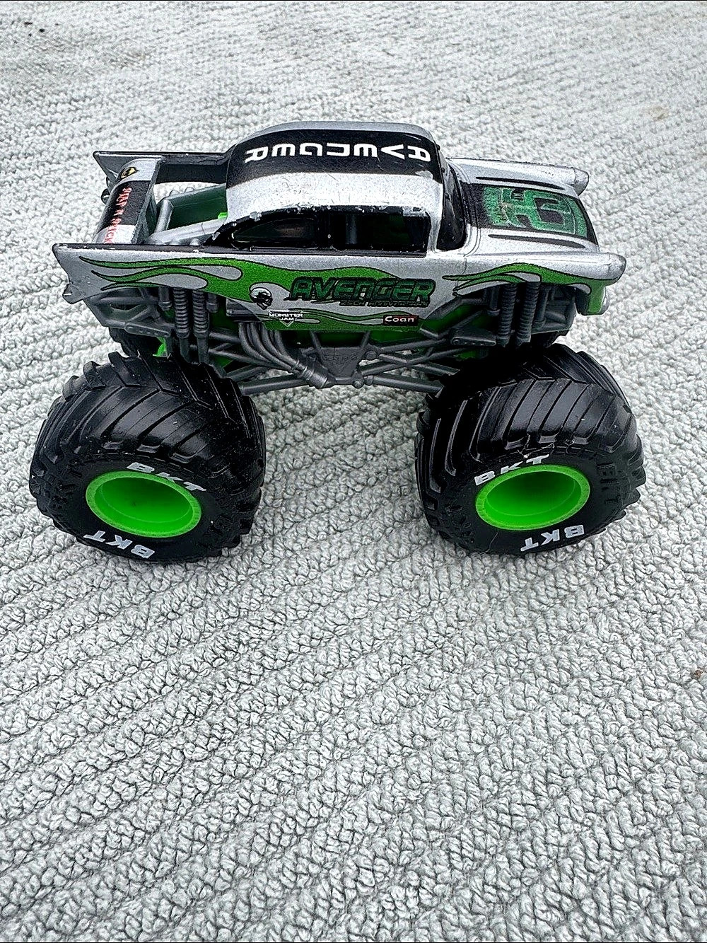 Hot Wheels Avenger Monster Truck Toy Silver & Green